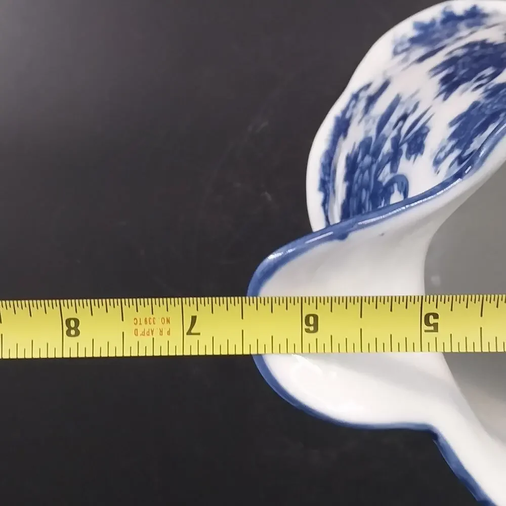 Cracker Barrel Blue White Floral Porcelain Pitcher 9.25